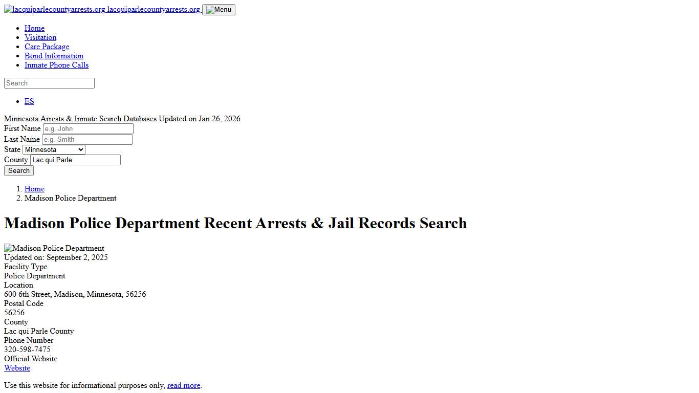 Madison Police Department, MN Arrests, Records, Jail Roster Lookup