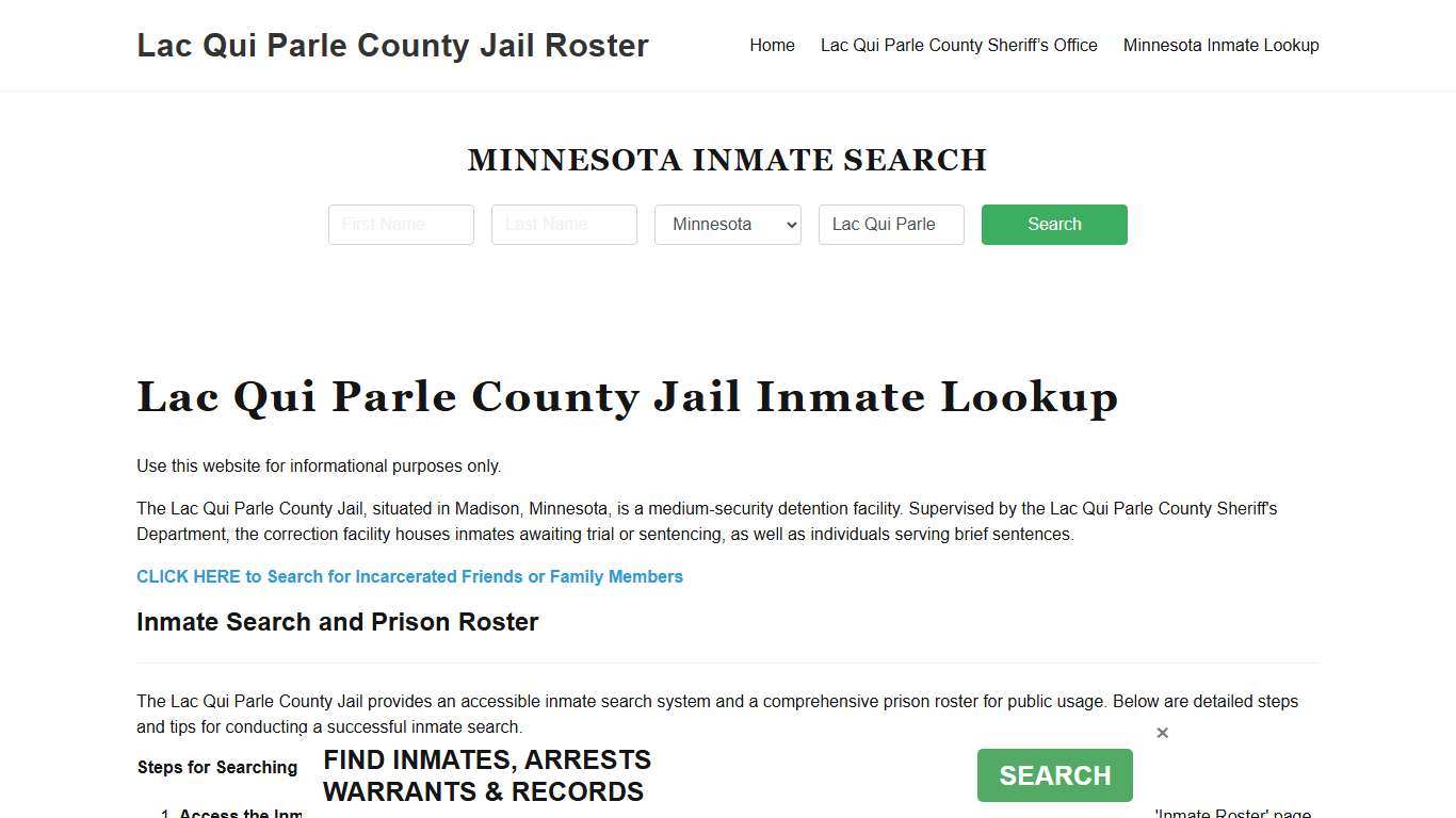 Lac Qui Parle County Jail Roster Lookup, MN, Inmate Search